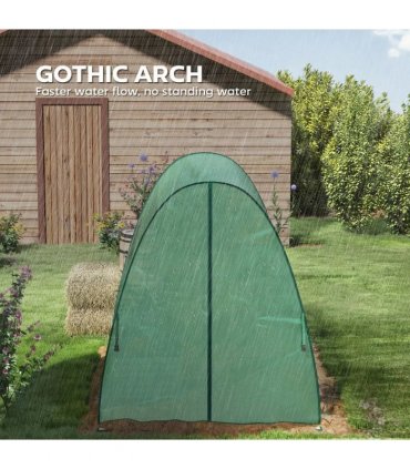 Outsunny Polytunnel Greenhouse with Sandbags, Walk-In Tunnel Green House with 2 Doors and Screen Windows, 1.8 x 1.8 x 2m, Green