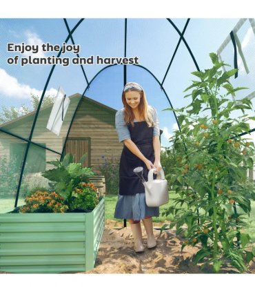 Outsunny Polytunnel Greenhouse with Sandbags, Walk-In Tunnel Green House with 2 Doors and Screen Windows, 1.8 x 1.8 x 2m, Green