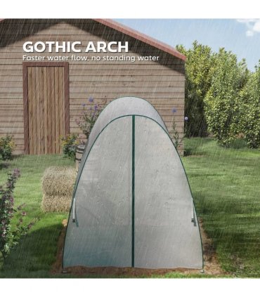 Outsunny Polytunnel Greenhouse with Sandbags, Walk-In Tunnel Green House with 2 Doors and Screen Windows, 1.8 x 1.8 x 2m, White