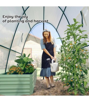 Outsunny Polytunnel Greenhouse with Sandbags, Walk-In Tunnel Green House with 2 Doors and Screen Windows, 1.8 x 1.8 x 2m, White