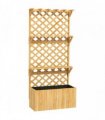 Outsunny 52L Wooden Planter, with Trellis and Shelves - Natural Finish