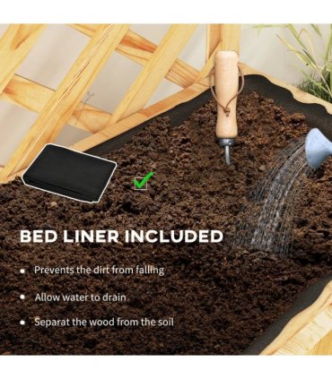 Outsunny 52L Wooden Planter, with Trellis and Shelves - Natural Finish