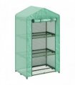 Outsunny 3 Tier Mini Greenhouse Portable Garden Grow House with Roll Up Door and Wire Shelves, 69 x 49 x 125 cm, Green