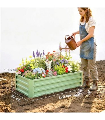 Outsunny Raised Beds for Garden, Galvanised Outdoor Planters, for Herbs and Vegetables, Use for Patio, Garden, Balcony