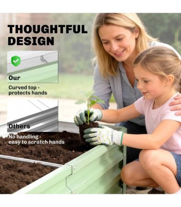 Outsunny Raised Beds for Garden, Galvanised Outdoor Planters, for Herbs and Vegetables, Use for Patio, Garden, Balcony