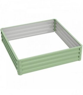 Outsunny Square Raised Garden Bed Box with Weatherized Steel Frame for Vegetables, Flowers, & Herbs, 120 x 120 x 30cm, Light Green
