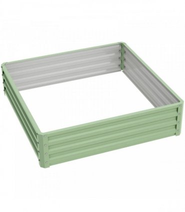 Outsunny Square Raised Garden Bed Box with Weatherized Steel Frame for Vegetables, Flowers, & Herbs, 120 x 120 x 30cm, Light Green