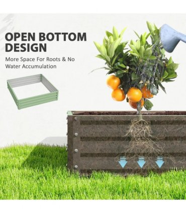 Outsunny Square Raised Garden Bed Box with Weatherized Steel Frame for Vegetables, Flowers, & Herbs, 120 x 120 x 30cm, Light Green