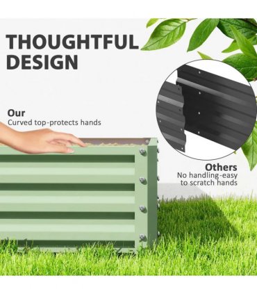 Outsunny Square Raised Garden Bed Box with Weatherized Steel Frame for Vegetables, Flowers, & Herbs, 120 x 120 x 30cm, Light Green