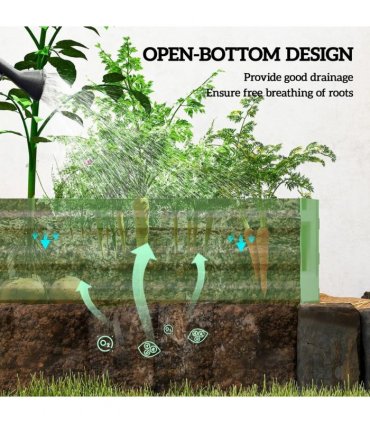 Outsunny Metal Raised Garden Bed Planter Box Outdoor Planters for Growing Flowers, Herbs, Green, Light Green