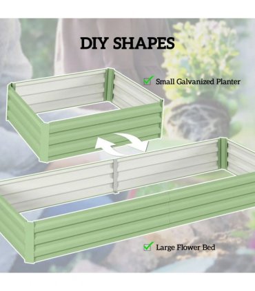 Outsunny Metal Raised Garden Bed Planter Box Outdoor Planters for Growing Flowers, Herbs, Green, Light Green