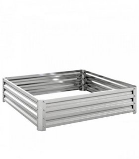 Outsunny Square Raised Garden Bed Box with Weatherized Steel Frame for Vegetables, Flowers, & Herbs, 120 x 120 x 30cm, Silver Tone