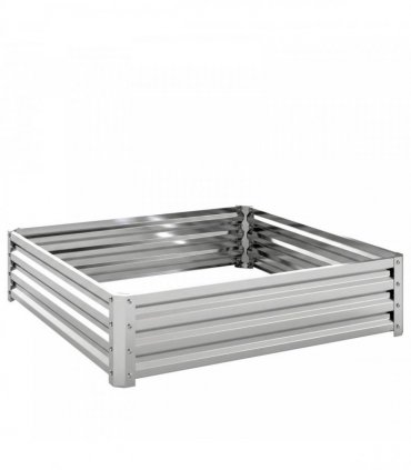 Outsunny Square Raised Garden Bed Box with Weatherized Steel Frame for Vegetables, Flowers, & Herbs, 120 x 120 x 30cm, Silver Tone