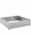 Outsunny Square Raised Garden Bed Box with Weatherized Steel Frame for Vegetables, Flowers, & Herbs, 120 x 120 x 30cm, Silver Tone