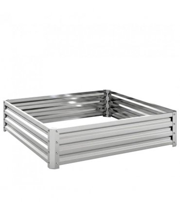 Outsunny Square Raised Garden Bed Box with Weatherized Steel Frame for Vegetables, Flowers, & Herbs, 120 x 120 x 30cm, Silver Tone