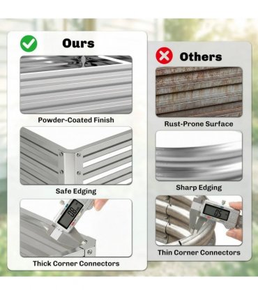 Outsunny Square Raised Garden Bed Box with Weatherized Steel Frame for Vegetables, Flowers, & Herbs, 120 x 120 x 30cm, Silver Tone