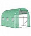 Outsunny 296 x 196cm Steel Frame Polytunnel Greenhouse - Green