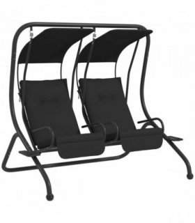 Outsunny Two-Seat Garden Swing Chair, with Protective Canopy - Black