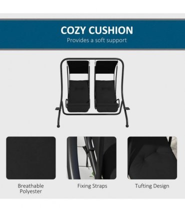 Outsunny Two-Seat Garden Swing Chair, with Protective Canopy - Black
