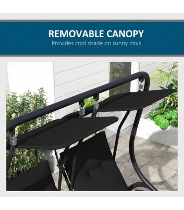 Outsunny Two-Seat Garden Swing Chair, with Protective Canopy - Black