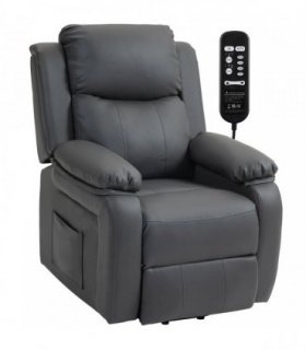 HOMCOM Riser and Recliner Chair with Vibration Massage, PU Leather Power Lift Chair for Elderly, Dark Grey