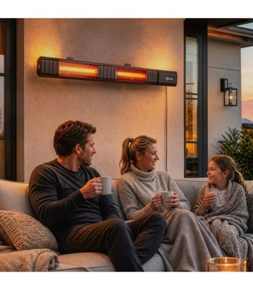 Outsunny 3000 W Electric Infrared Patio Heater, Wall Mounted IP65 Garden Heater with 9 Heat Settings, 24 H Timer, Black