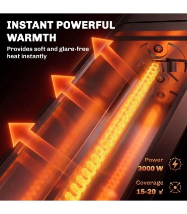 Outsunny 3000 W Electric Infrared Patio Heater, Wall Mounted IP65 Garden Heater with 9 Heat Settings, 24 H Timer, Black