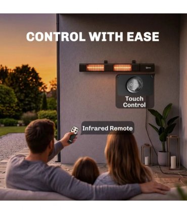Outsunny 3000 W Electric Infrared Patio Heater, Wall Mounted IP65 Garden Heater with 9 Heat Settings, 24 H Timer, Black