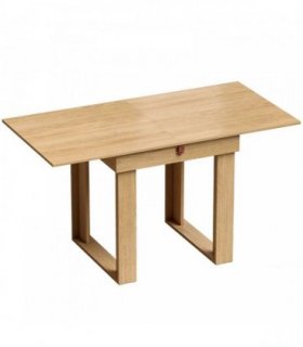 HOMCOM Folding Dining Table Under-Table Storage Extendable Kitchen Table Steel Rail Oak Effect