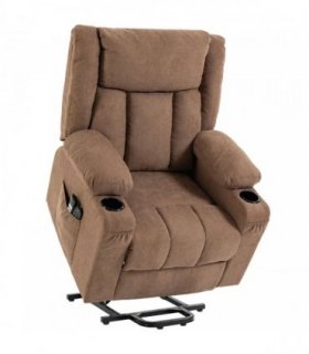 HOMCOM Dual Motor Recliner Chair, 55° Electric Lift Chair for Elderly, Recliner Armchair with Massage and Heat, Brown