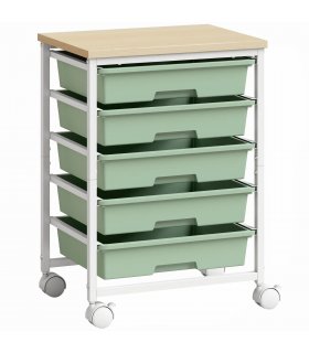 HOMCOM 6-Tier Storage Trolley on Wheels, Metal Kitchen Rolling Cart with 5 Pull-Out Drawers, Green