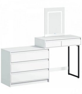 HOMCOM Vanity Makeup Desk LED Mirror Dressing Table Large Storage 5 Drawers White