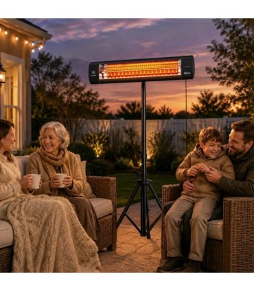Outsunny 2500 W Electric Infrared Patio Heater, IP65 Outdoor Garden Heater with Tripod, 3 Heat Settings, 24H Timer, Black