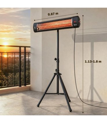 Outsunny 2500 W Electric Infrared Patio Heater, IP65 Outdoor Garden Heater with Tripod, 3 Heat Settings, 24H Timer, Black