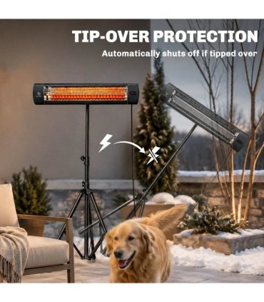 Outsunny 2500 W Electric Infrared Patio Heater, IP65 Outdoor Garden Heater with Tripod, 3 Heat Settings, 24H Timer, Black