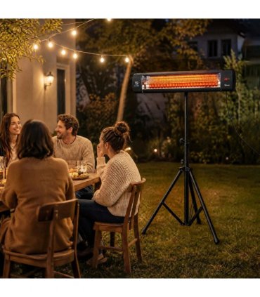 Outsunny 2500 W Electric Infrared Patio Heater, IP65 Outdoor Garden Heater with Tripod, 3 Heat Settings, 24H Timer, Black
