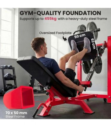 SPORTNOW Leg Press Machine with Wheels and Calf Block, Adjustable Squat Machine for Home Gym, 455KG Capacity