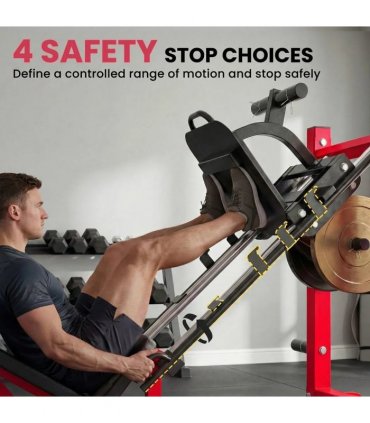 SPORTNOW Leg Press Machine with Wheels and Calf Block, Adjustable Squat Machine for Home Gym, 455KG Capacity