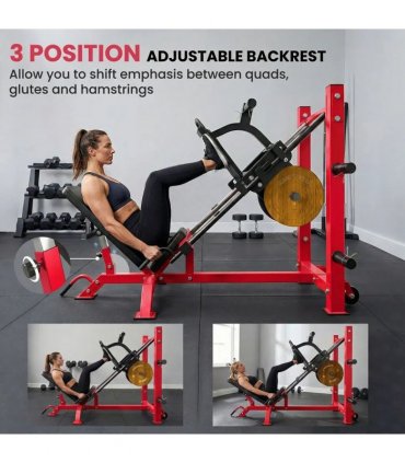 SPORTNOW Leg Press Machine with Wheels and Calf Block, Adjustable Squat Machine for Home Gym, 455KG Capacity