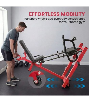 SPORTNOW Leg Press Machine with Wheels and Calf Block, Adjustable Squat Machine for Home Gym, 455KG Capacity