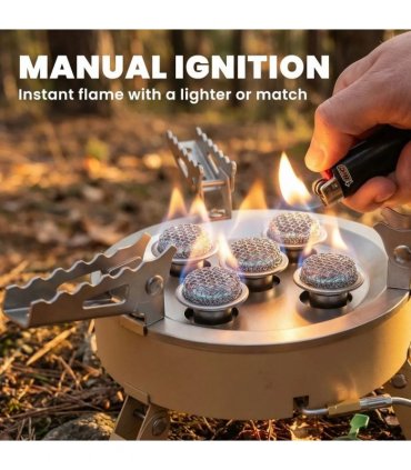 Outsunny 7000W Camping Stove with Piezo Ignition, High Power Gas Stove with 50kg Capacity and Carry Bag for Outdoor Hiking Khaki