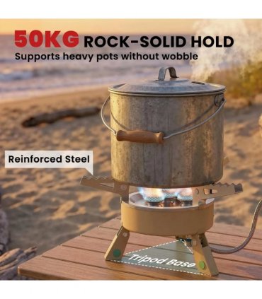 Outsunny 7000W Camping Stove with Piezo Ignition, High Power Gas Stove with 50kg Capacity and Carry Bag for Outdoor Hiking Khaki