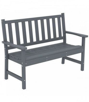 Outsunny 2 Seater Plastic Garden Bench, Outdoor Patio Bench with Armrest and Backrest, Weatherproof Outdoor Furniture for Balcony