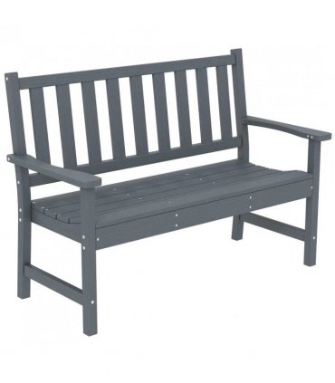 Outsunny 2 Seater Plastic Garden Bench, Outdoor Patio Bench with Armrest and Backrest, Weatherproof Outdoor Furniture for Balcony