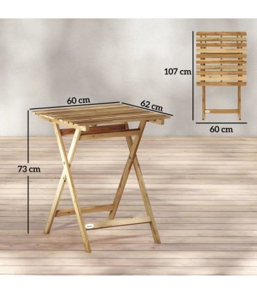 Outsunny Outdoor Coffee Table Foldable Wooden Garden Table for Patio Balcony Natural Wood