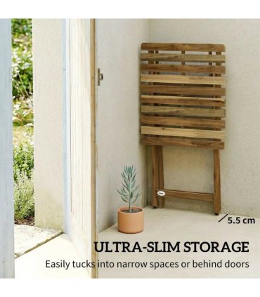 Outsunny Outdoor Coffee Table Foldable Wooden Garden Table for Patio Balcony Natural Wood