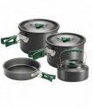 Outsunny Camping Cookware Set for 4-5 People, Lightweight Aluminium Camping Cooking Kit with Anti-Scald Handles, Grey