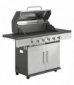 Outsunny 6 Burner Liquid Propane Gas BBQ Grill, Outdoor Portable Gas Barbecue Grill with Warming Rack, Side Tables, Cabinet