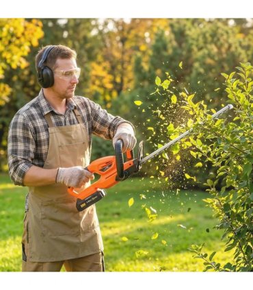 Outsunny 20" Cordless Hedge Trimmer, 18V Electric Hedge Cutter with 51cm Dual Action Blade, 2000mAh Battery and Charger