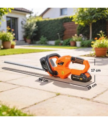 Outsunny 20" Cordless Hedge Trimmer, 18V Electric Hedge Cutter with 51cm Dual Action Blade, 2000mAh Battery and Charger
